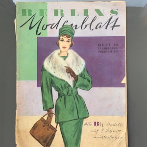 Berlins Modenblatt, Vintage Fashion Magazine 1950s, Vintage Sewing Patterns, 1950s German Old Fashion Magazine