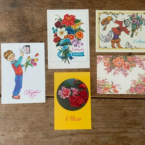 8 März, Postkarte Internationaler Frauentag, unbenutzte Ansichtskarten, Lot von 5, aus den 70er Jahren