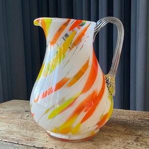 Big COLOR GLASS PITCHER Vintag, Multi Color Glass Pitcher 1.6L, Vintage Home Decoration, Ussr
