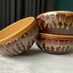 ONE Vintage Latvian Bowl small red clay ceramic tankard rustic style brown bowl traditional folk art artisan pottery made ethnic style (#4)