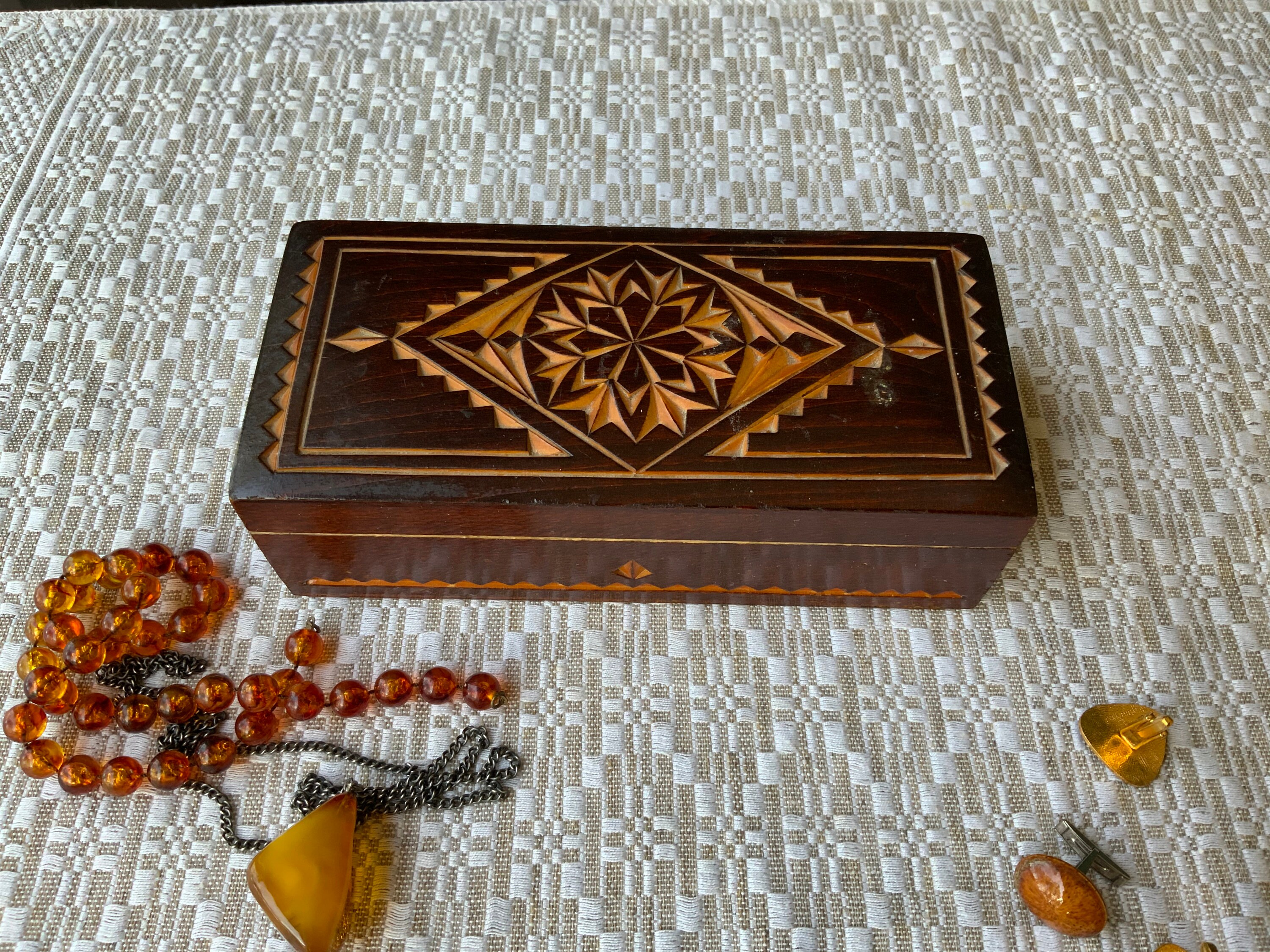 Vintage geschnitzte große Holzkiste Nähkasten Aufbewahrung | Etsy