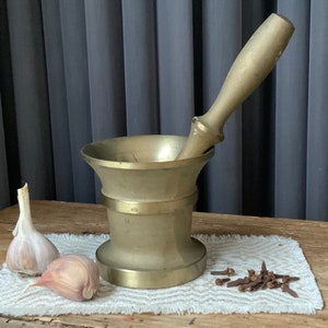 Vintage Mortar and Pestle, Solid Brass, Very Heavy