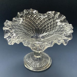 Medium size vase for dessert, fruit, Glass pedestal vase, Vintage dish, bowl, Collectible home decor, tableware from the 19th,