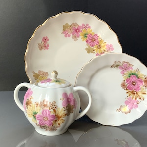 Lomonosov LFZ Imperial Porcelain, sugar bowl, plate and creamer, High-Quality Tableware