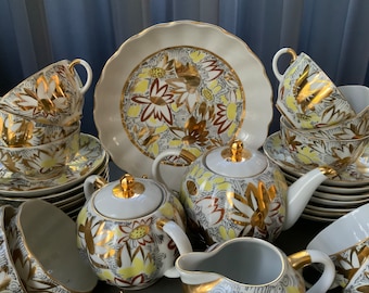 LFZ Lomonosov Imperial Porcelain Gold Chamomile - Daisy
