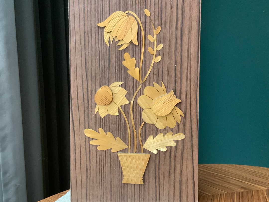 Straw Art Wall Decor Vintage Picture of Straw Wall Art Vintage Etsy