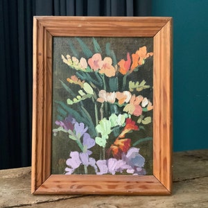FREESIAS Arte original Pintura al óleo Fowers Cartón