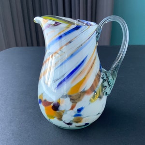 COLOR GLASS PITCHER Vintag, Multi Color Glass Pitcher 0.3L, Vintage Home Decoration, Ussr (#85)
