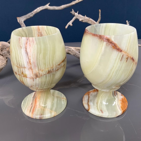 Handmade Onyx Stone Wine Goblets, Unique Chalice Set - Etsy