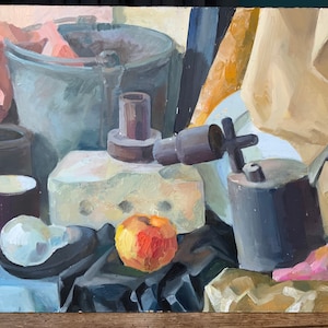 Original Still Life Oil Painting: 90s Home Decor Art