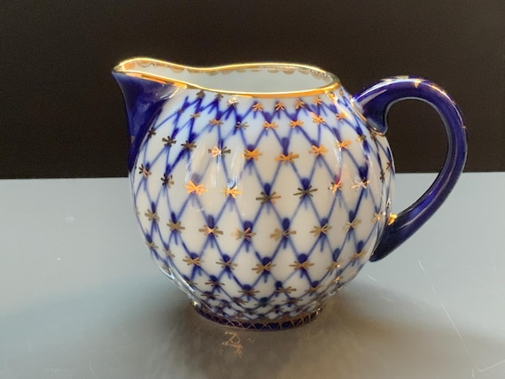 Vintage Lomonosov Imperial Porcelain Cobalt Net Tea Trio - Etsy