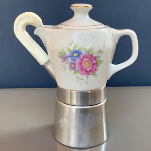 Ceramic coffee pot, vintage Moka, espresso stovetop, the 70s ( K 5 )