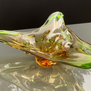 Vintage Sommerso Art Glass Bowl: Czech Bohemian Centerpiece by Frantisek Zemek