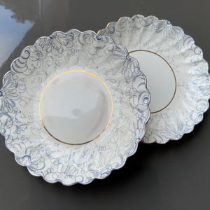 Hand-painted 2x saucers LFZ Lomonosov porcelain Floral ornament, Gold rim. Time marks - DEFECTS