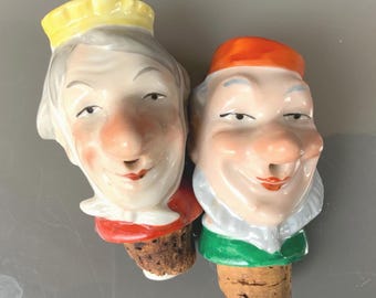 Cabezas de cerámica, tapón de porcelana, corcho de cerveza, tapones de vertido, Alemania vintage, años 30-40
