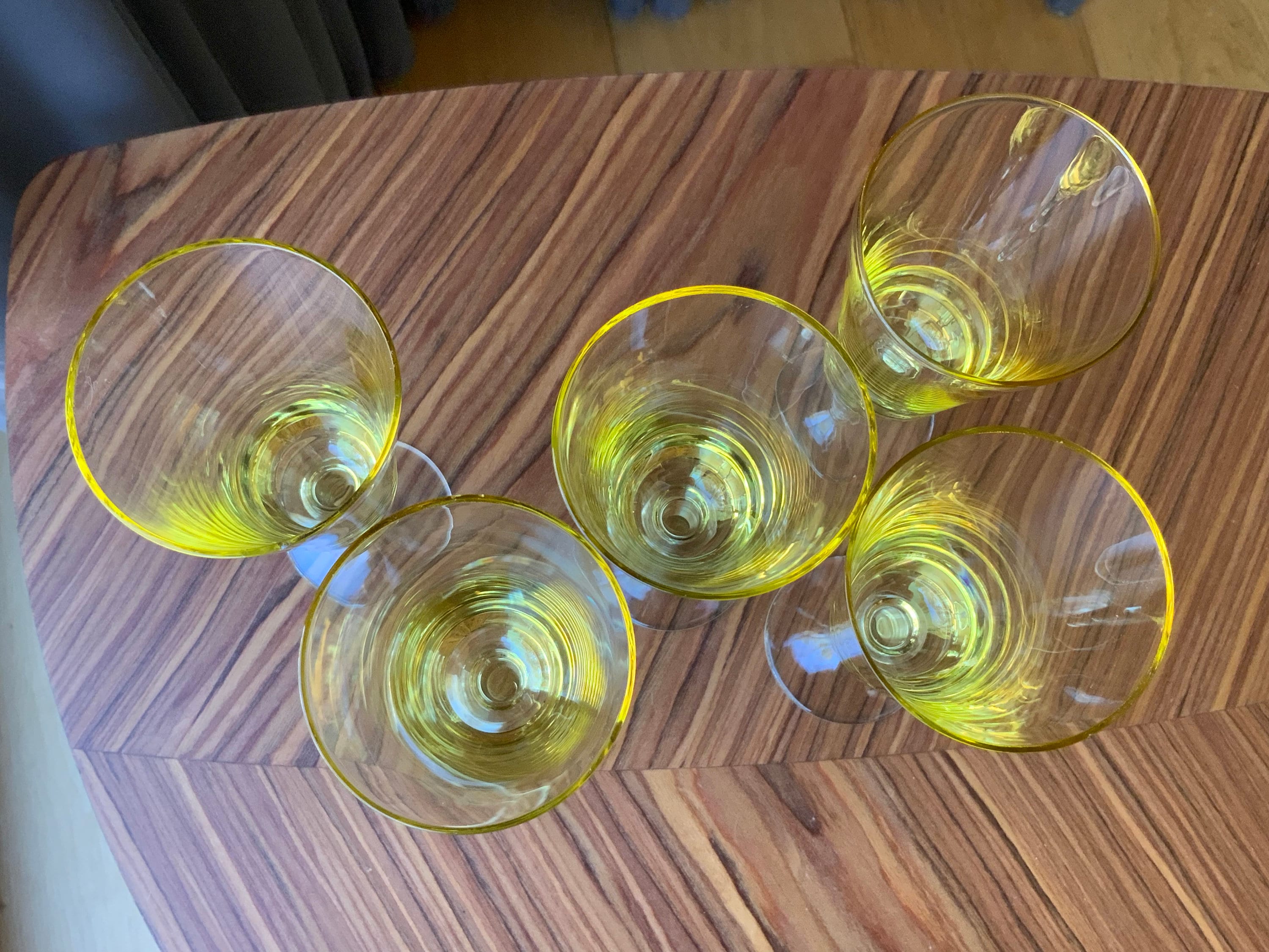 Set of 5 Vintage Yellow Wine Glasses Yellow Goblets. Etsy