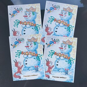 4X cartoline lettoni vuote inutilizzate, cartoline da collezione di felice anno nuovo, Natale, biglietti di auguri vintage dell'artista MARGARITA STARASTE