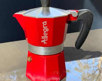 Classic Italian stovetop moka pot, Allegra vintage espresso maker, 1980s