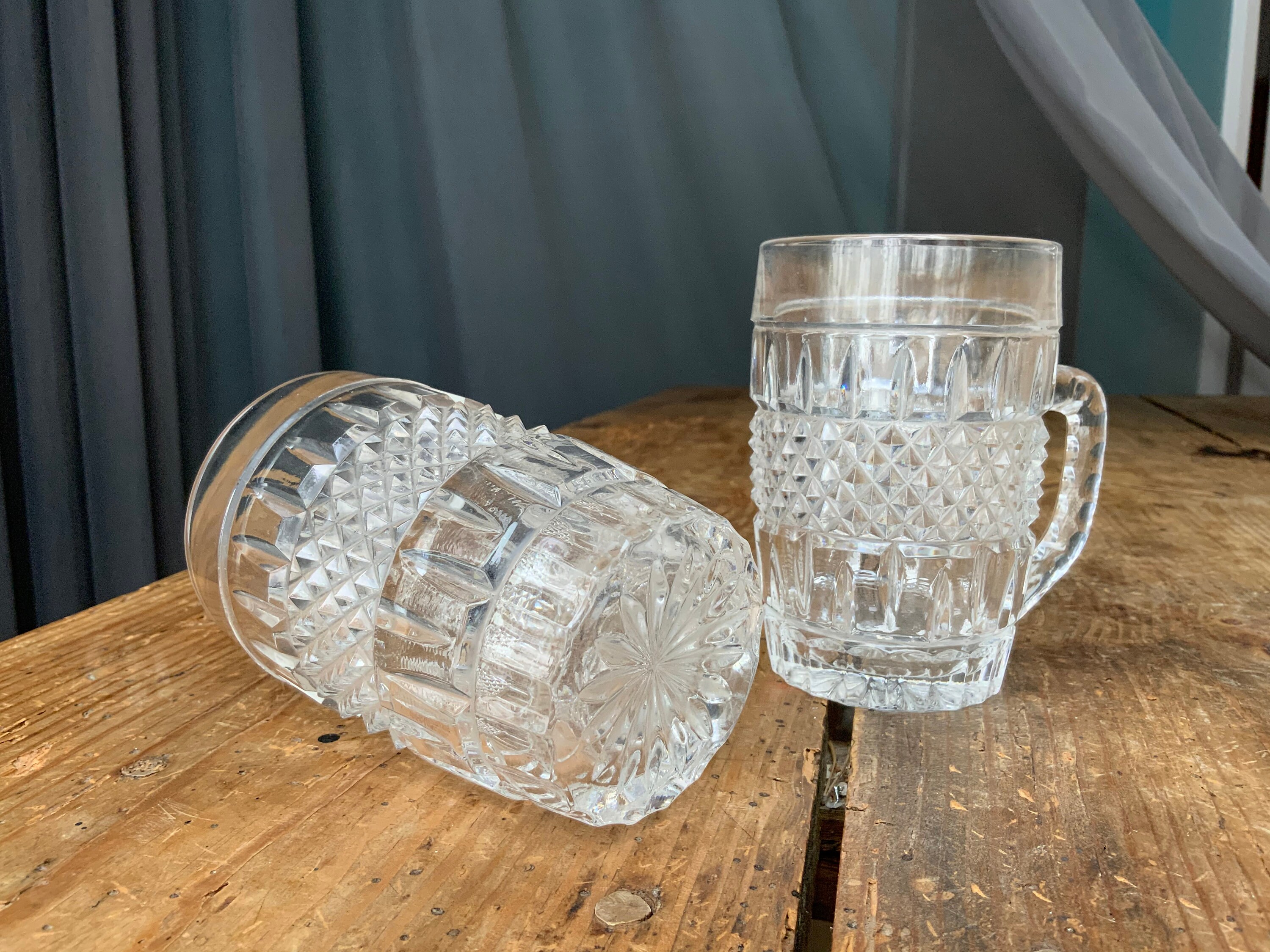 Vintage crystal glass beer mugs Set of 2 Etsy