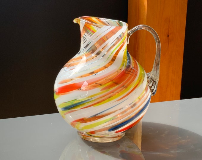 Color Pitcher Big COLOR GLASS PITCHER Vintage, Multi Color Glass Pitcher 1.6L ...