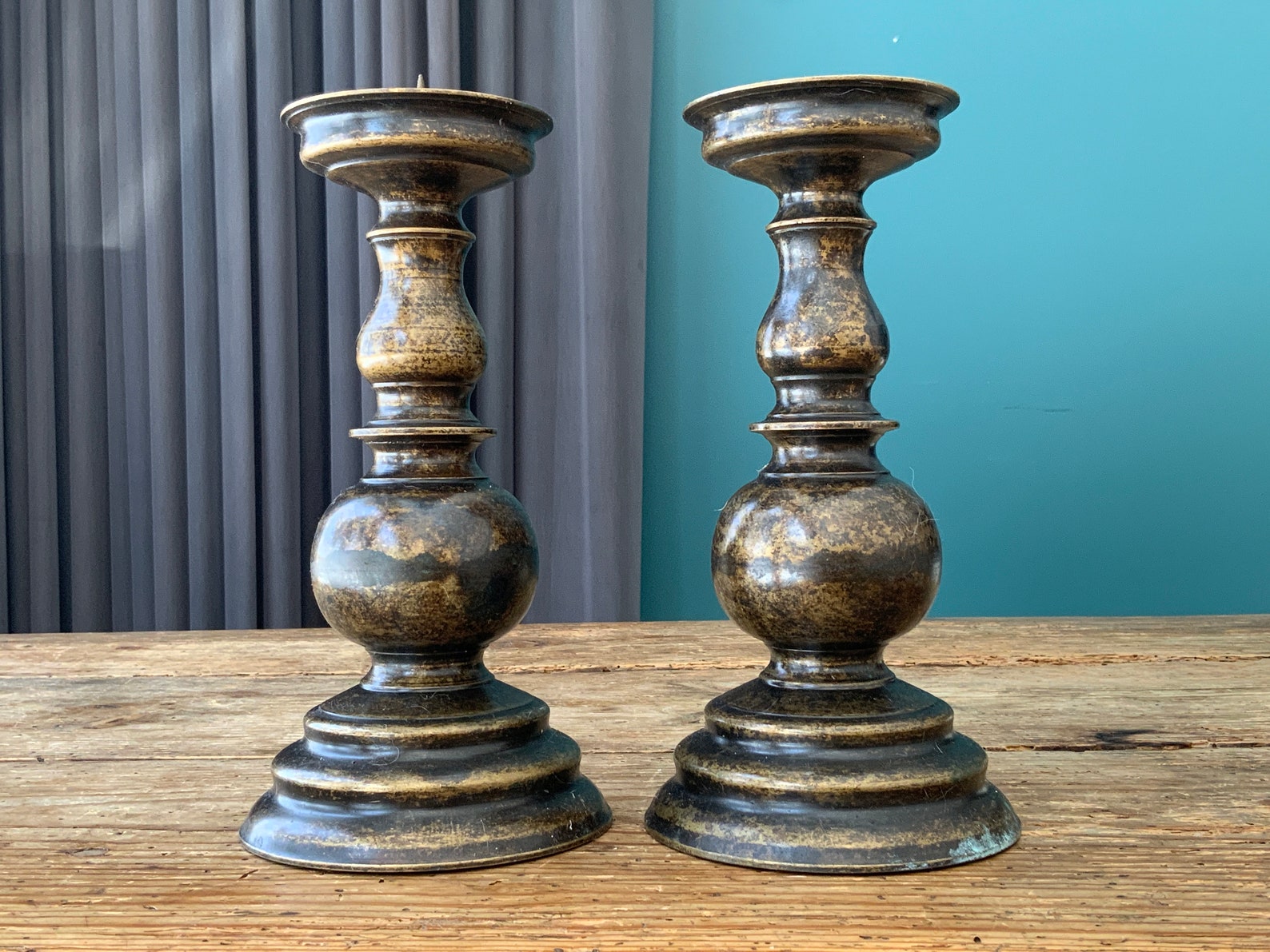 Vintage Brass Bronze Candle Holder for Two Candles Painted Etsy