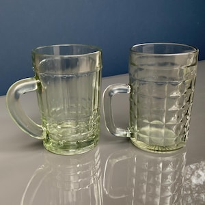 Vintage glass Mugs, Clear glass medium size 0.250L Beer, Kvass mugs. Beer mugs.