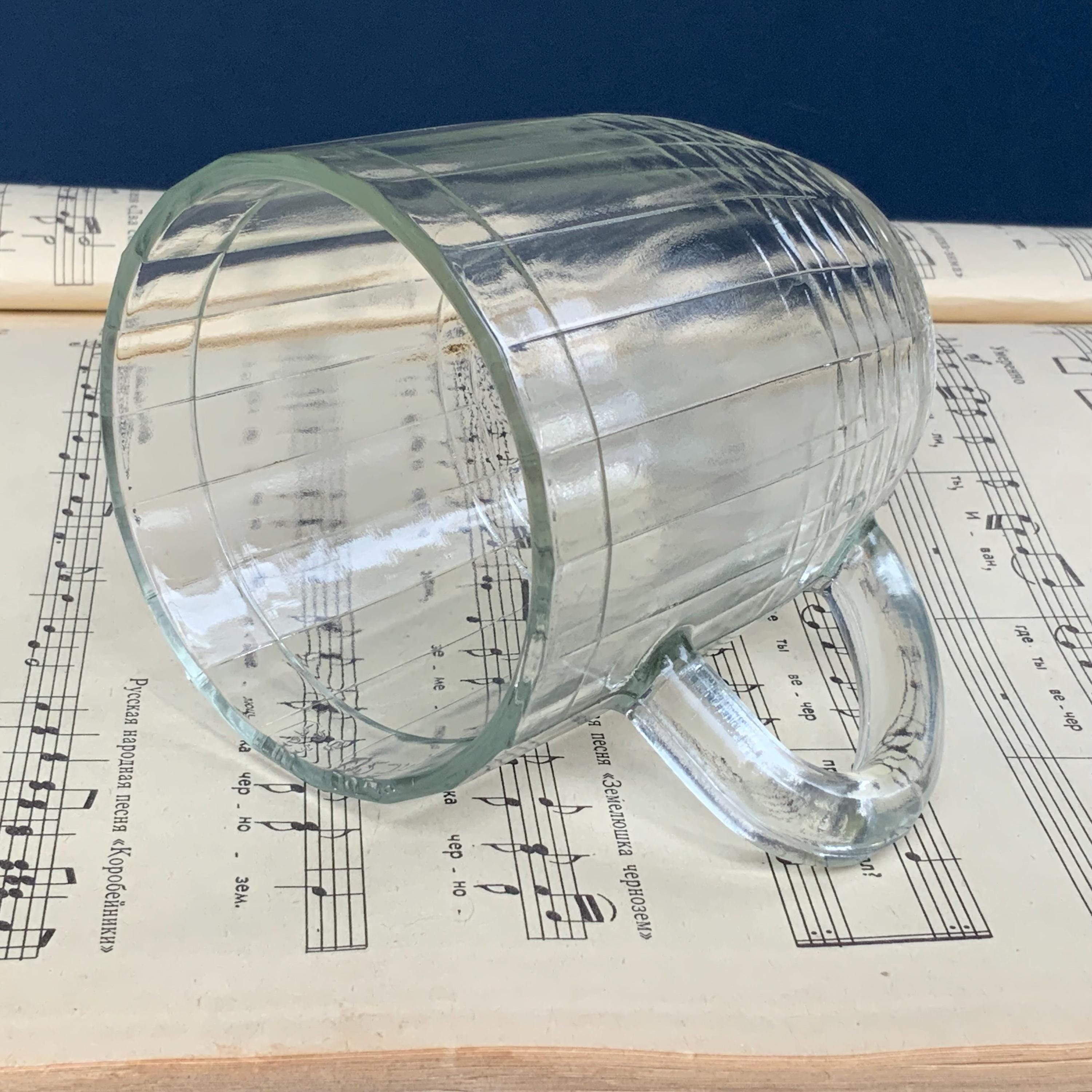 Vintage Clear Glass Beer Mugs - 0.250L Kvass Mugs