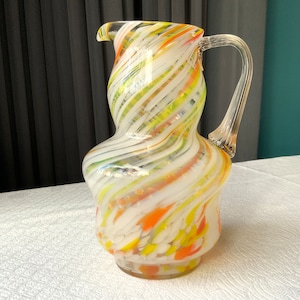 COLOR GLASS PITCHER Vintag, Multi Color Glass Pitcher 1.6L, Vintage Home Decoration, Ussr (#54)