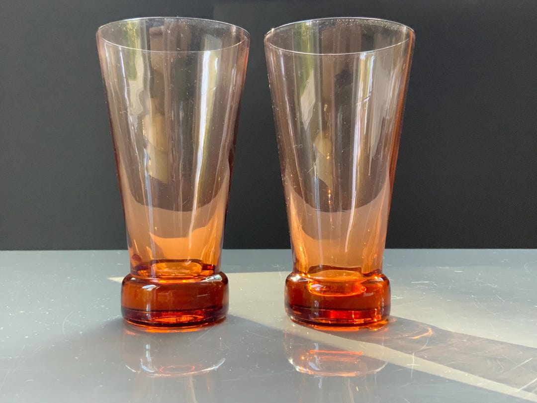 Set of 2 Drinking Glasses, Thick Peach Color Glass, Tumblers, 200ml ...