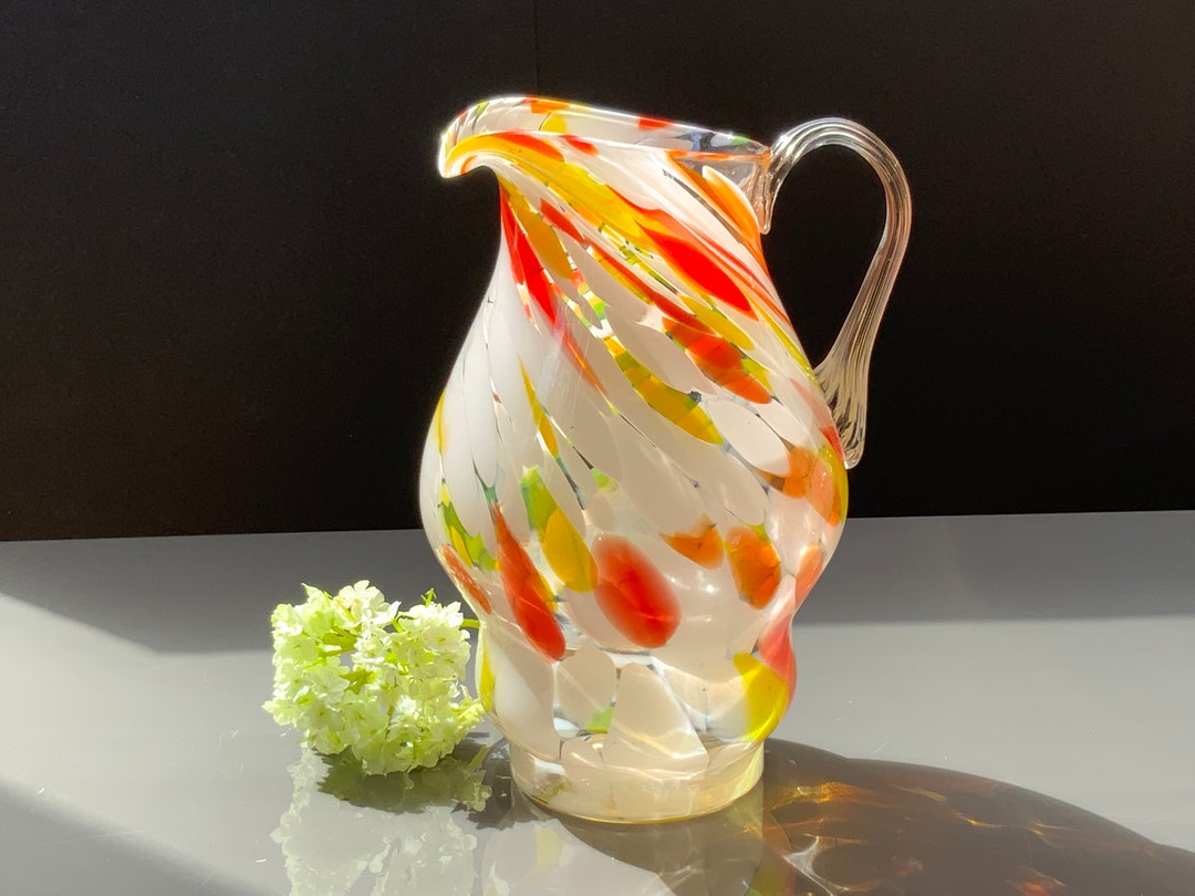 Color Pitcher Vintage Swirl Glass Pitcher: Multi Color Carafe, USSR Decor (1.6L) - Etsy