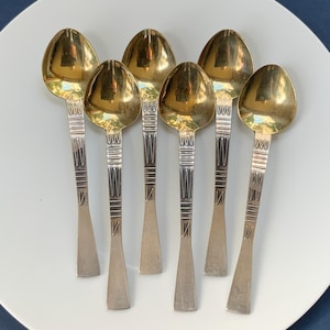Vintage Gold Plated Teaspoons - Melchior USSR - Set of 6