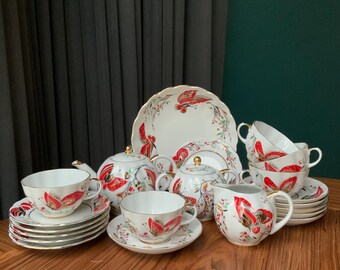 LFZ Porcelain 'butterfly Tea Time' Twenty-one Piece