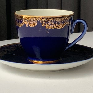 Small Espresso cup, Lomonosov LFZ Imperial Porcelain  Cobalt Blue Vintage ONE Duo, Cup and Saucer High-Quality Tableware