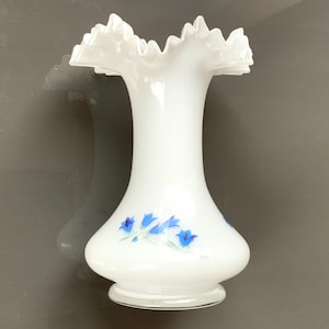 Vintage 7.4in tall Bohemian opaline glass vase made by Crystalex Novy Bor