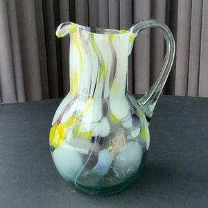 Not for sale RESERVED  PITCHER Vintag, Multi Color Glass Pitcher 0.7L, Vintage Home Decoration, Ussr (#19