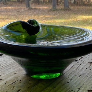 Emerald Green Glass Vase: Art Glass Bowl, Home Decor