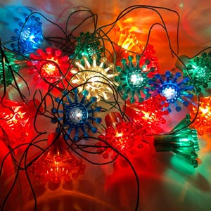 Very Rare Christmas Soviet Garland USSR Snowflake Ornament Electric Lights Fairy Lights