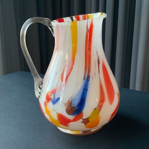 Big COLOR GLASS PITCHER Vintag, Multi Color Glass Pitcher 1.6L, Vintage Home Decoration, Ussr