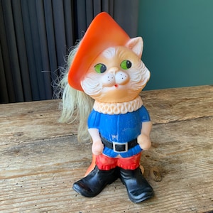 Vintage Rubber Puss in Boots Toy - USSR Collectible
