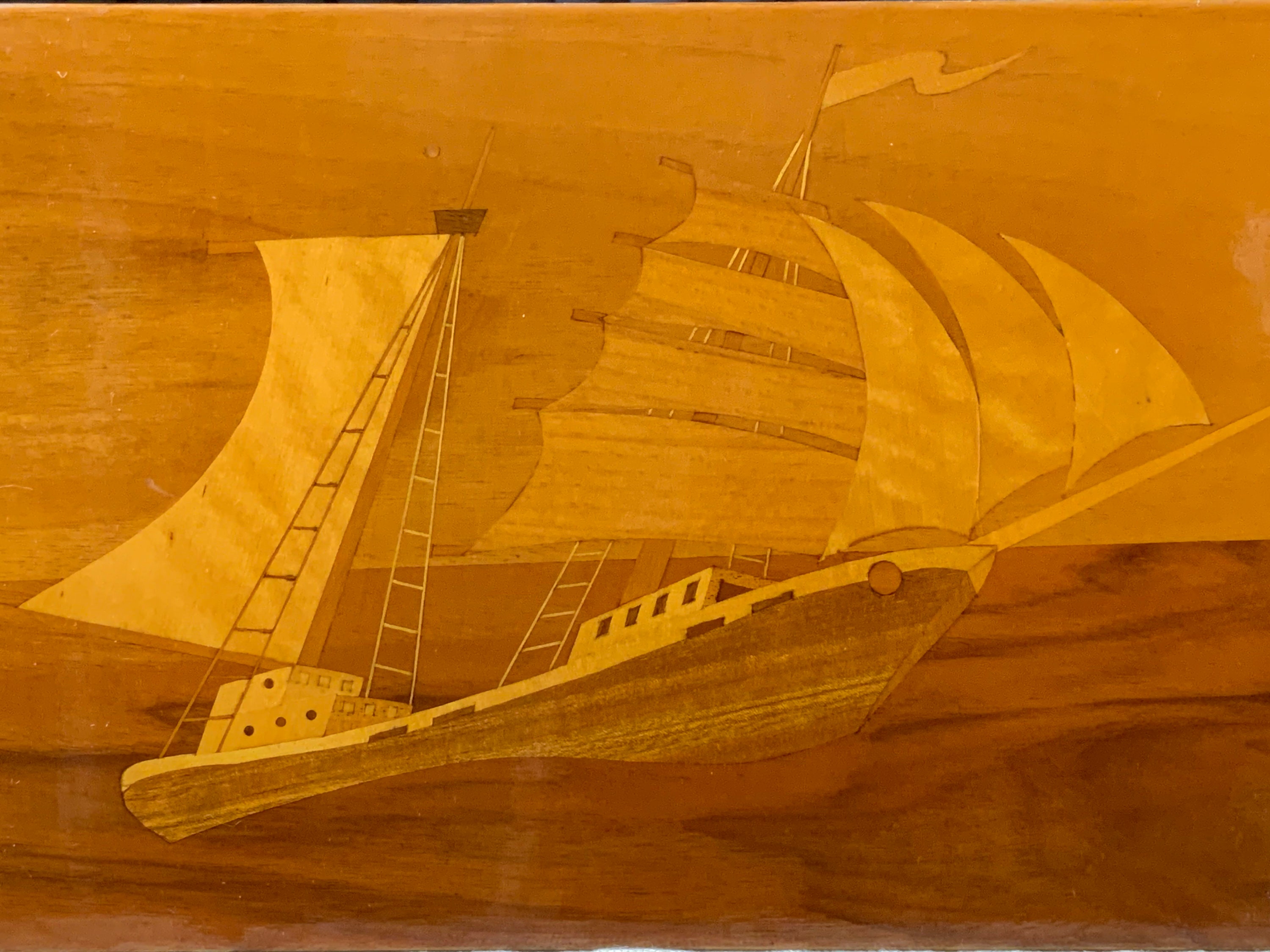 Ship Inlay Wood Inlay Ship Short Supply Wood Crafts New Wall Piece, Ready To