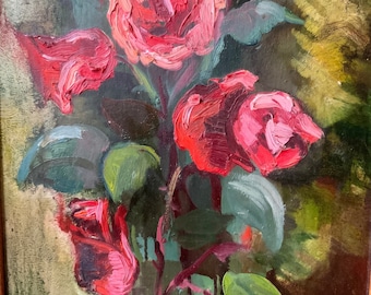 Original Roses Oil Painting: Signed Floral Fine Art