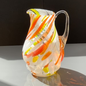 COLOR GLASS PITCHER Vintage, Multi Color Glass Pitcher 800ml, Vintage Home Decoration, Ussr (#9373)