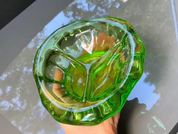 Vintage Green Glass Bowl or Ashtray, the 70s - Etsy