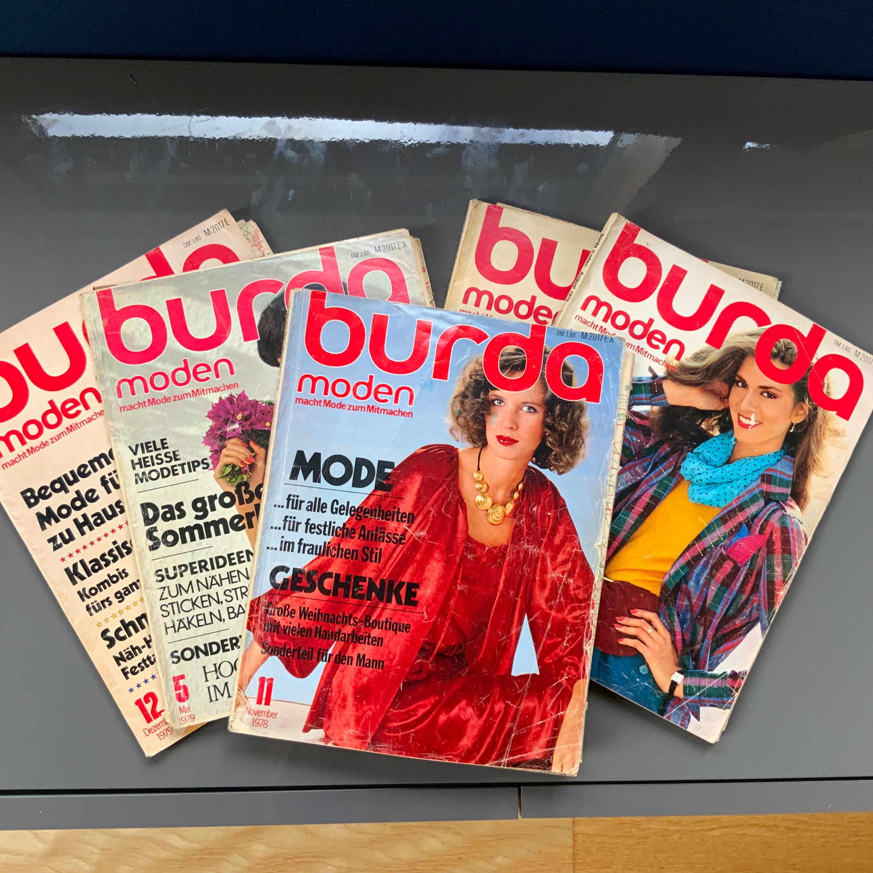 Burda Modenのヴィンテージ雑誌、裁縫パターンと説明書、1978～1979年