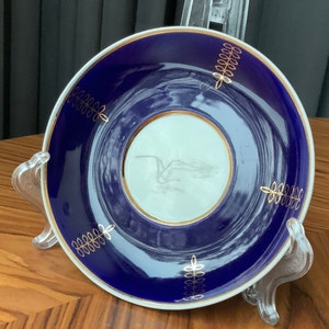 Big Porcelain Cobalt Blue Vintage Saucer,  Tableware Made in USSR, Soviet-era