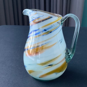 Hand Blown Glass COLOR GLASS PITCHER Vintag, Multi Color Glass Pitcher 0.3L, Vintage Home Decoration, Ussr (#86