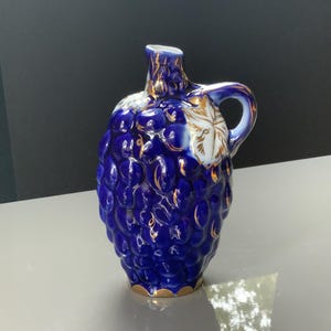 Vintage LFZ Rare Porcelain cobalt and Gold, pitcher, LFZ Lomonosov factory, China decanter, grapes shape, decorative pitcher. (# 542 )