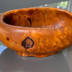 Wood burl bowl, handmade, hand-carved, signed by the artist