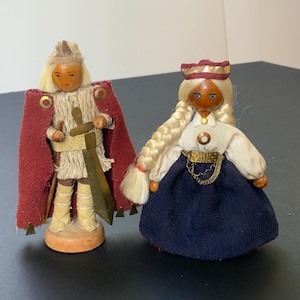 Couple Vintage Latvian traditional dolls in ethnic costumes, Wooden Dolls in  Latvian Traditional costumes Made in USSR in 1970s