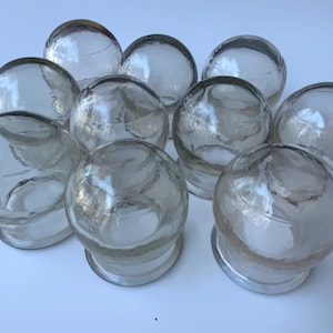 Medizinisches Feuer Schröpfgläser 10er Set Graues Vintage Medizinisches Glas Schröpfen Medizin Chinesische Medizin Kleine Vasen Massivglas Made in der UdSSR (#2)
